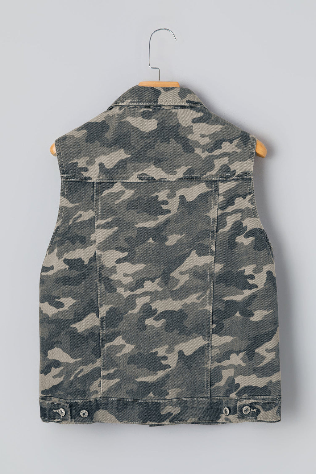 Camo Denim Cargo Pocket Buttoned Vest