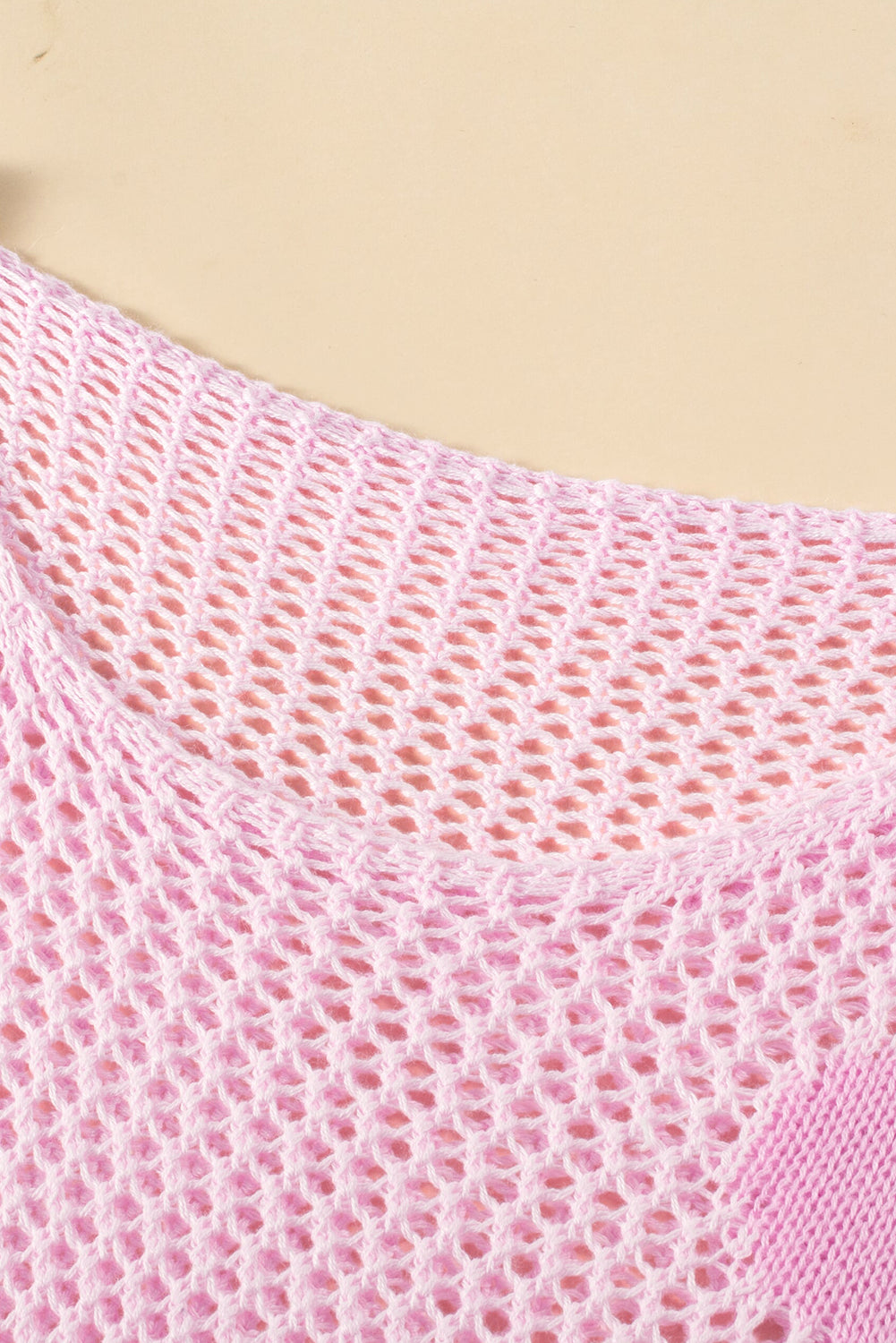 Floral Hollowed Knit Drop Shoulder Pullover Sweater