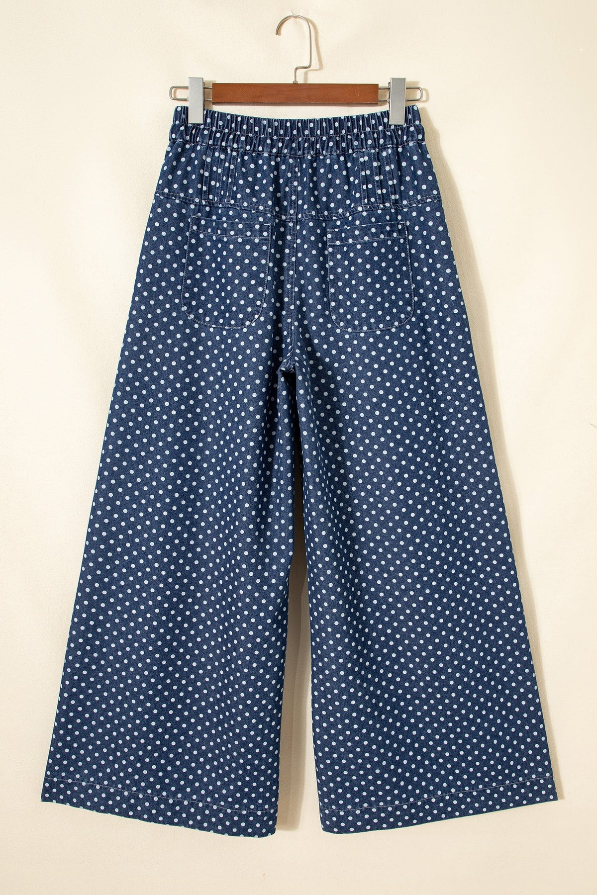 Polka Dot Button Up Pleated Wide Leg Jeans