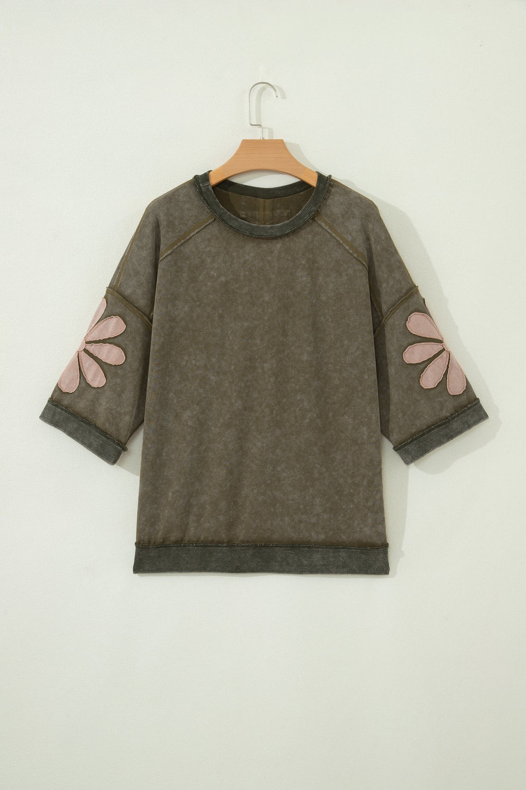 Floral Patchwork Mineral Wash Exposed Seam Top