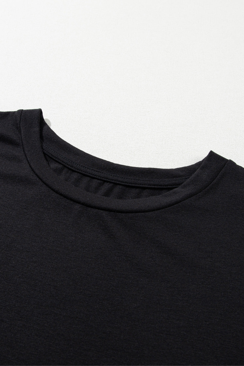 Plus Size Solid Rolled Short Sleeve T-Shirt