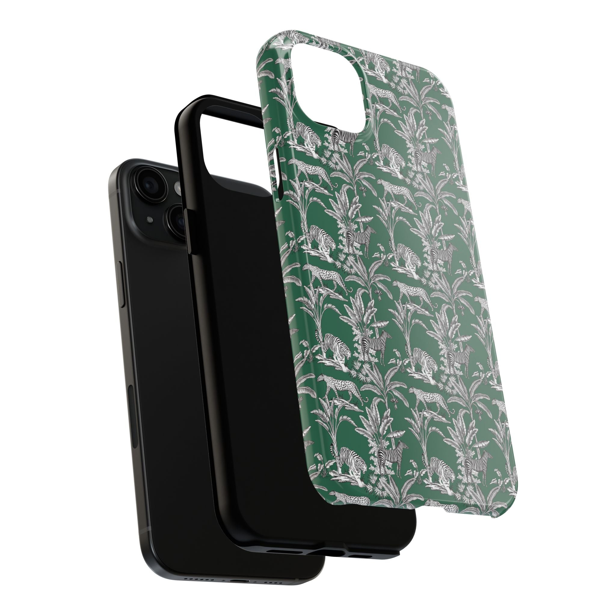 Tough Phone Case — Vintage Botanical Leopard Pattern (Green)