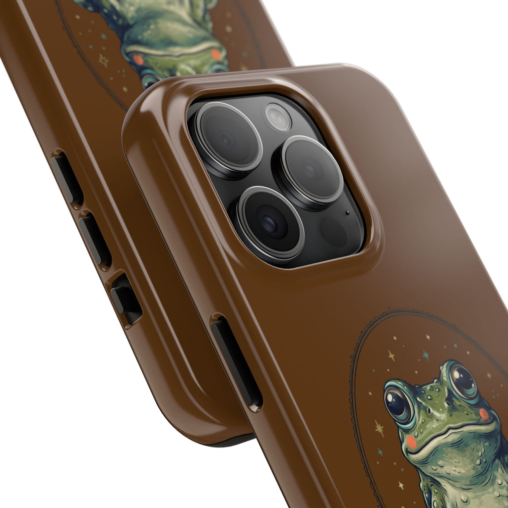 Brown Frog Tough Phone Case — Cute Realistic Frog Illustration Protective Phone Case