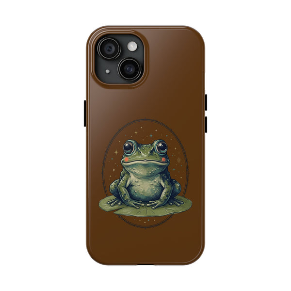 Brown Frog Tough Phone Case — Cute Realistic Frog Illustration Protective Phone Case