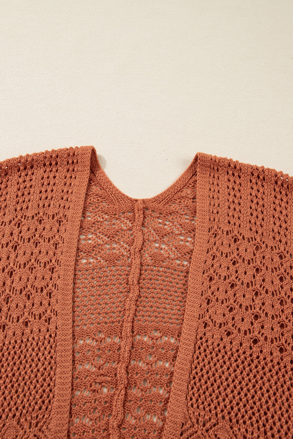 Plus Size Solid Pointelle Knit Open Front Cardigan