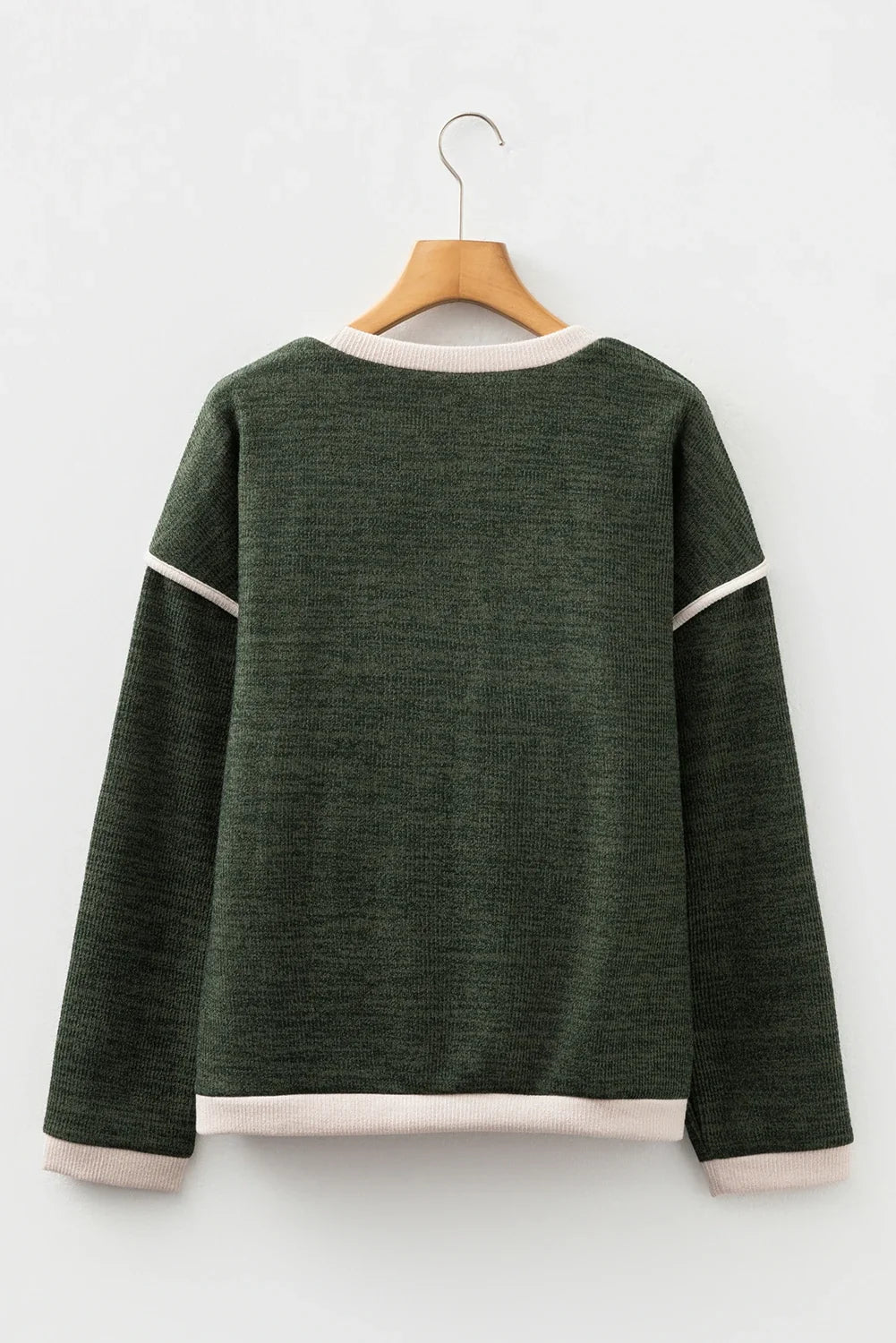 Contrast Trim Knit Drop Shoulder Top