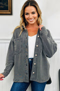 Mineral Wash Chest Pocket Drop Shoulder Shacket