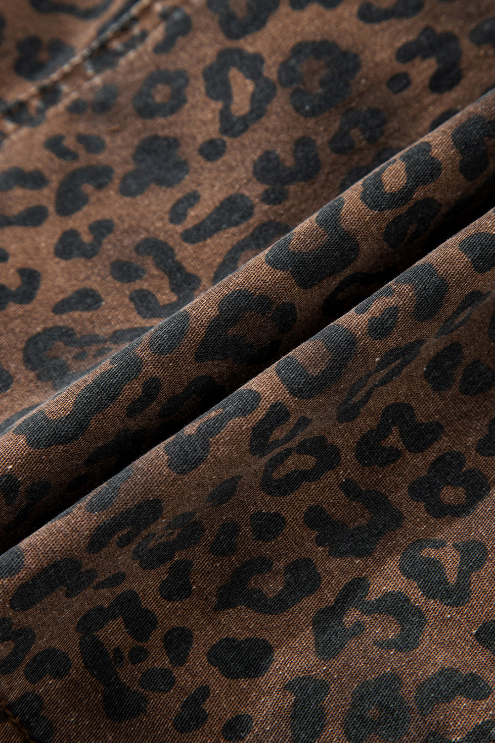 Leopard Denim Drawstring Elastic Waist Skort