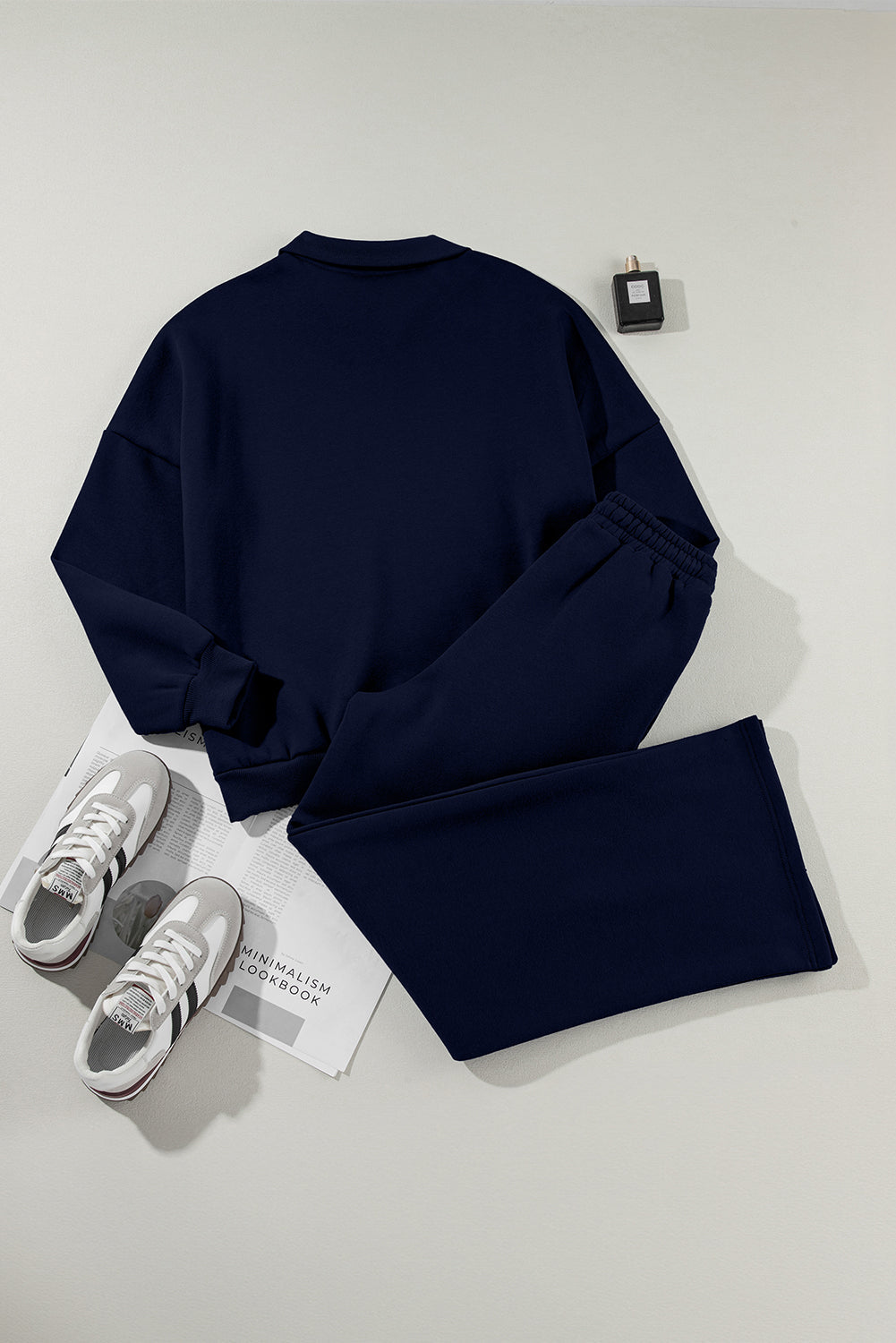 Solid Zip-Up Jacket and Drawstring Pants Set