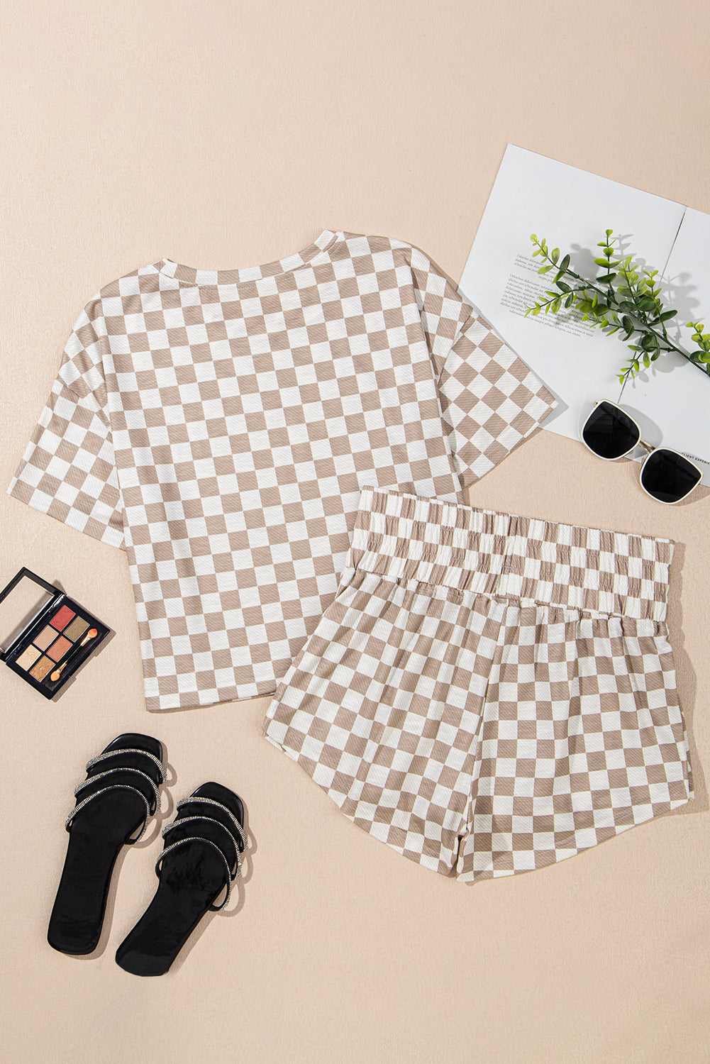 Checker T-Shirt & High Waist Skort Set