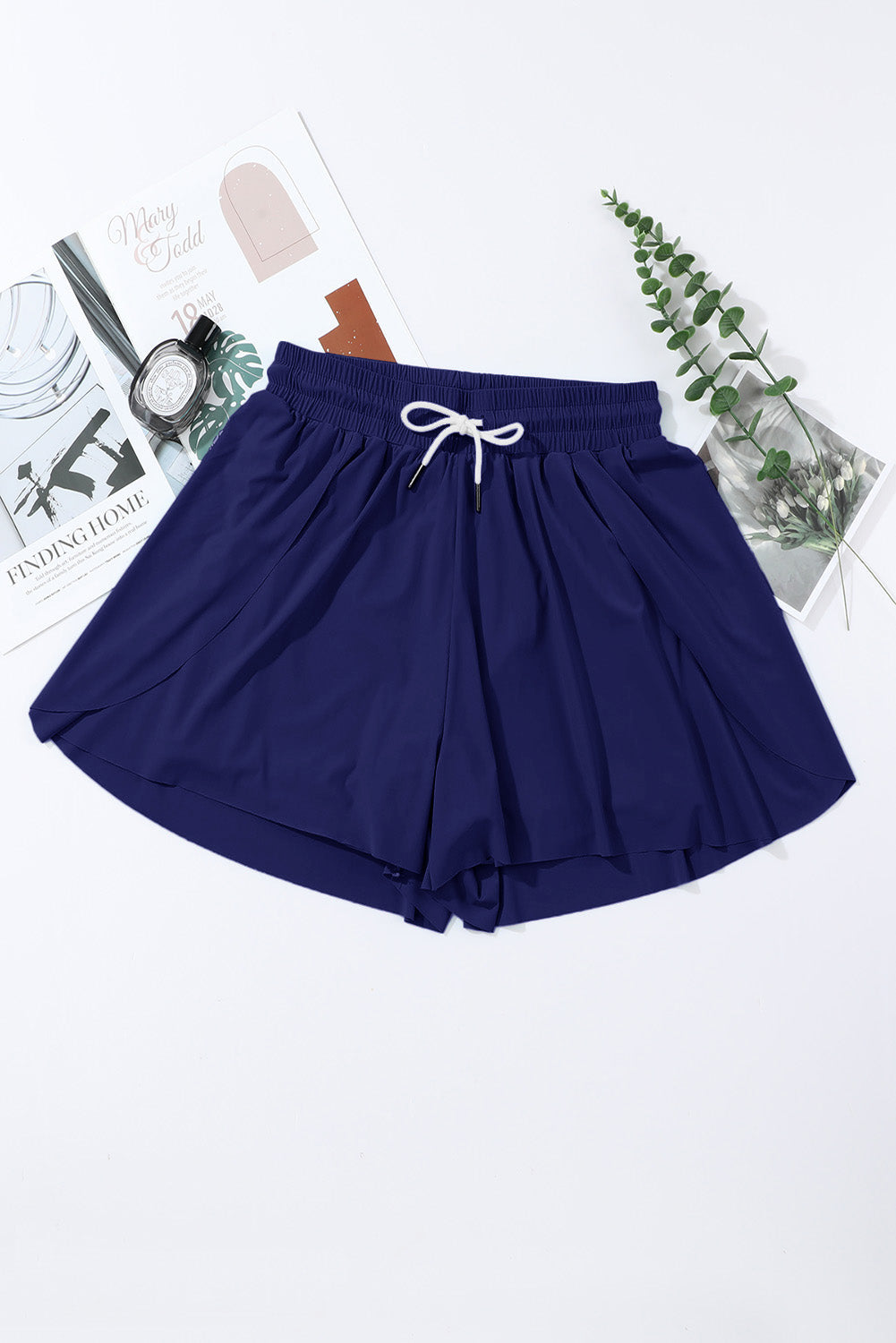 Ruffle Drawstring Elastic Waist Bikini Swim Shorts