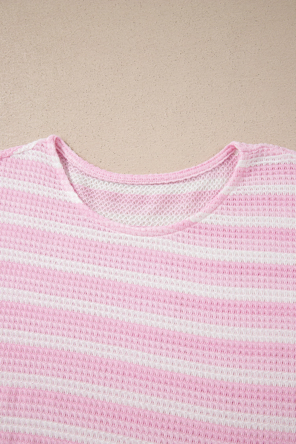 Stripe Waffle Knit Short Sleeve T-Shirt