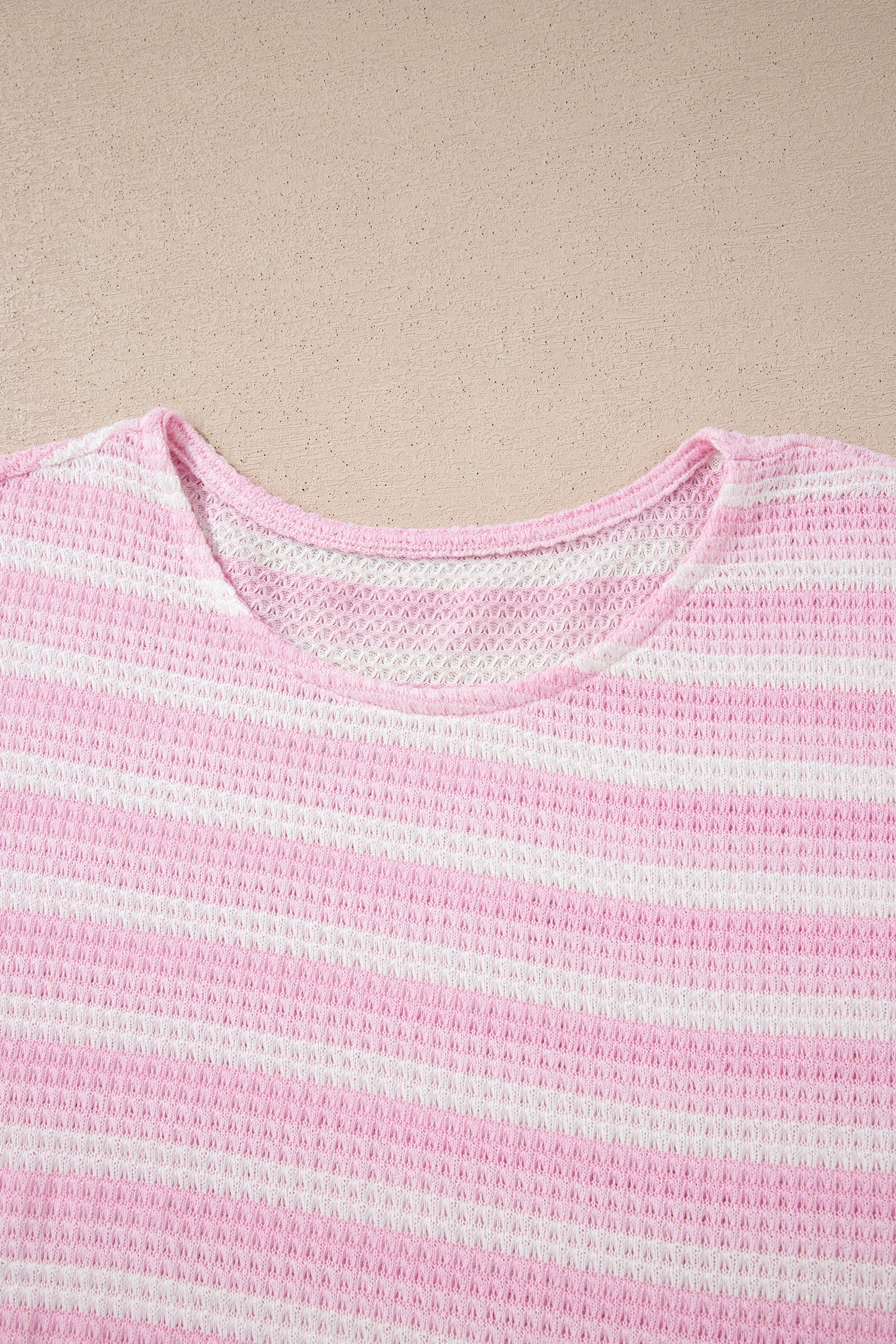Stripe Waffle Knit Short Sleeve T-Shirt