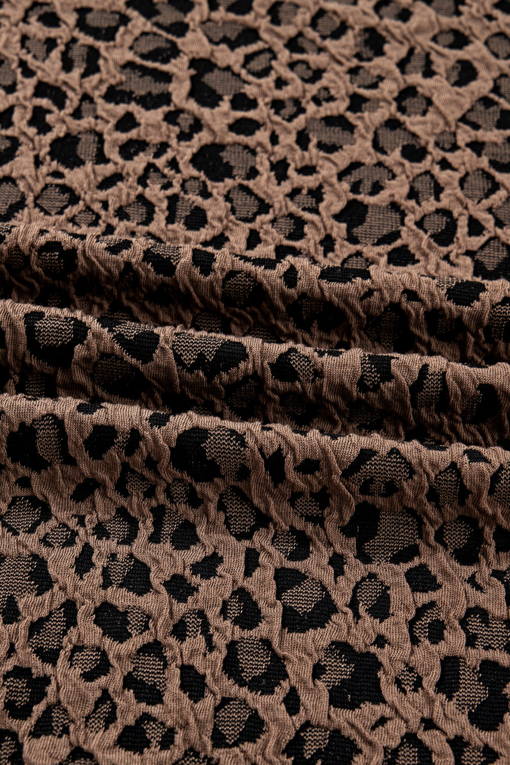 Leopard Ribbed Trim Long Sleeve Top
