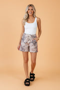Camo Varsity Stripe Drawstring Waist Shorts