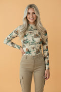 Western Long Sleeve Round Neck Slim Top