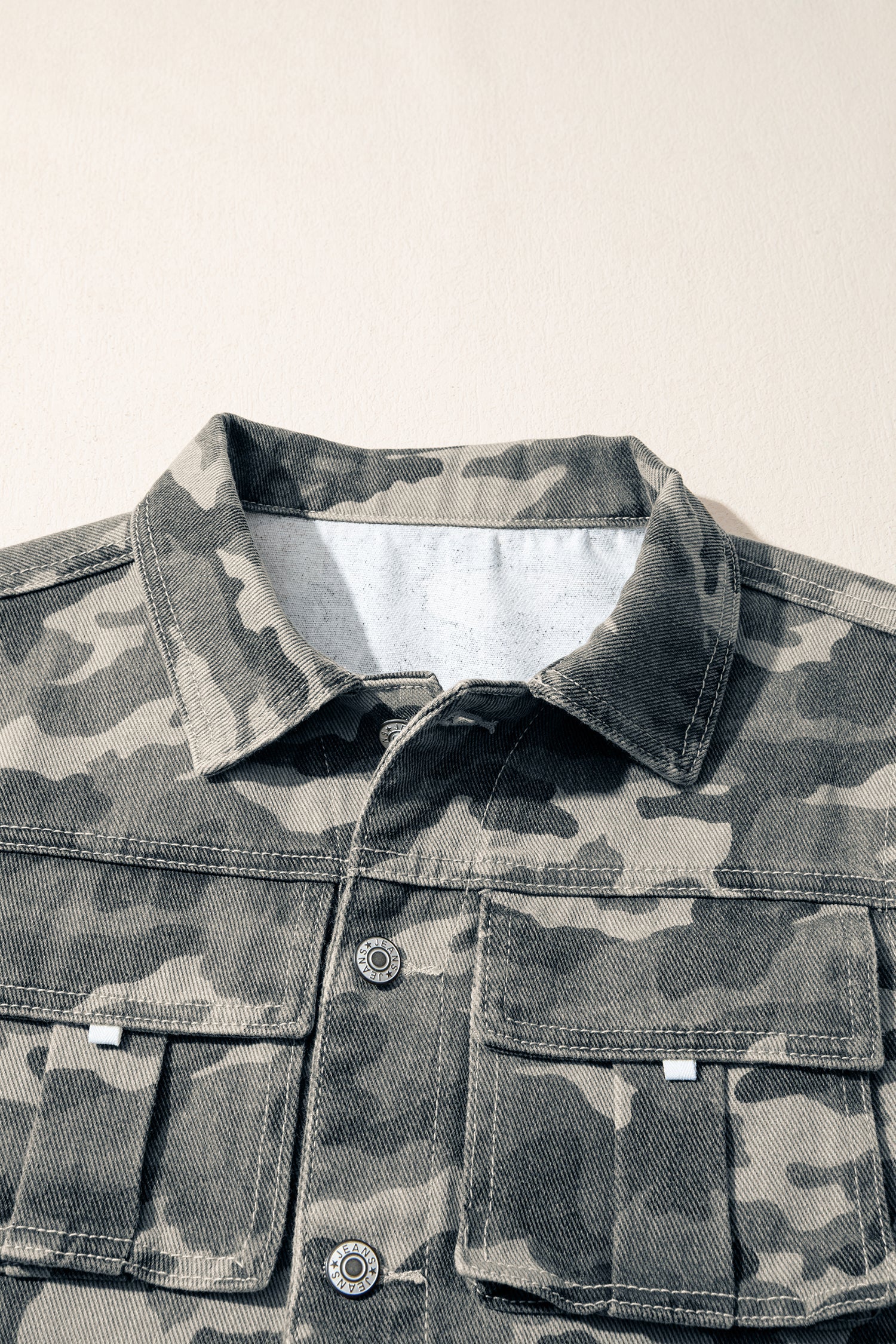 Camo Denim Cargo Pocket Buttoned Vest