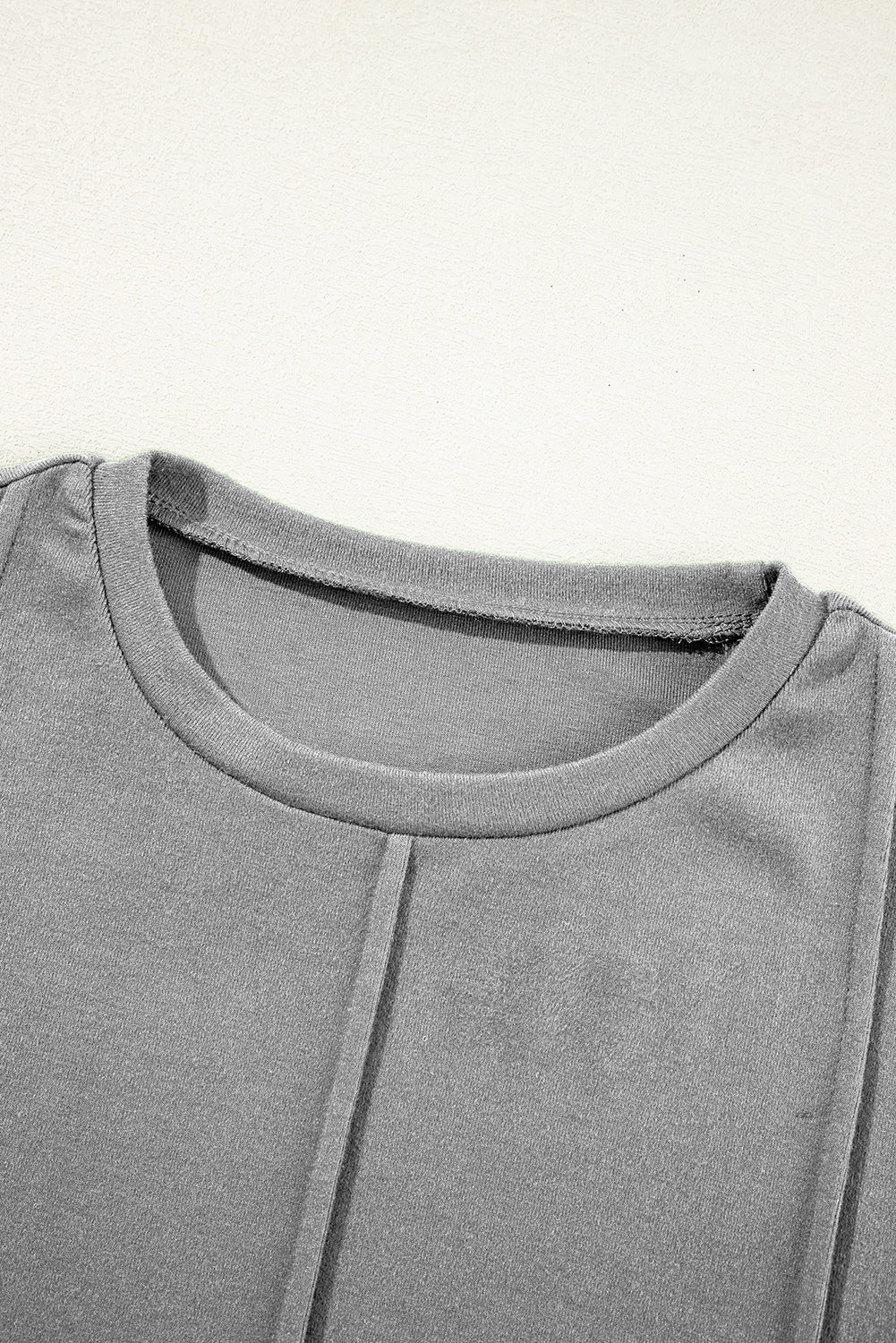 Solid Reverse Seam Crew Neck Long Sleeve Top