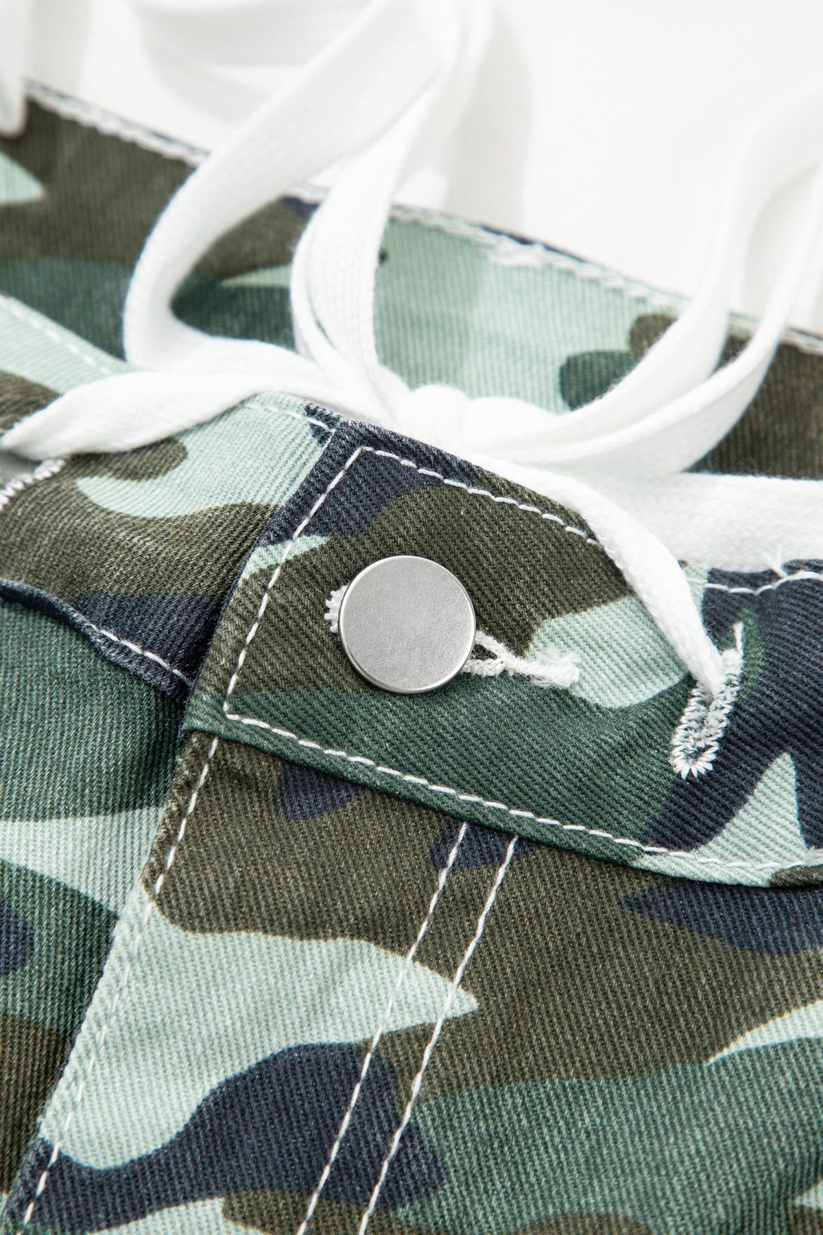 Camo Wide Leg Drawstring Denim Pants