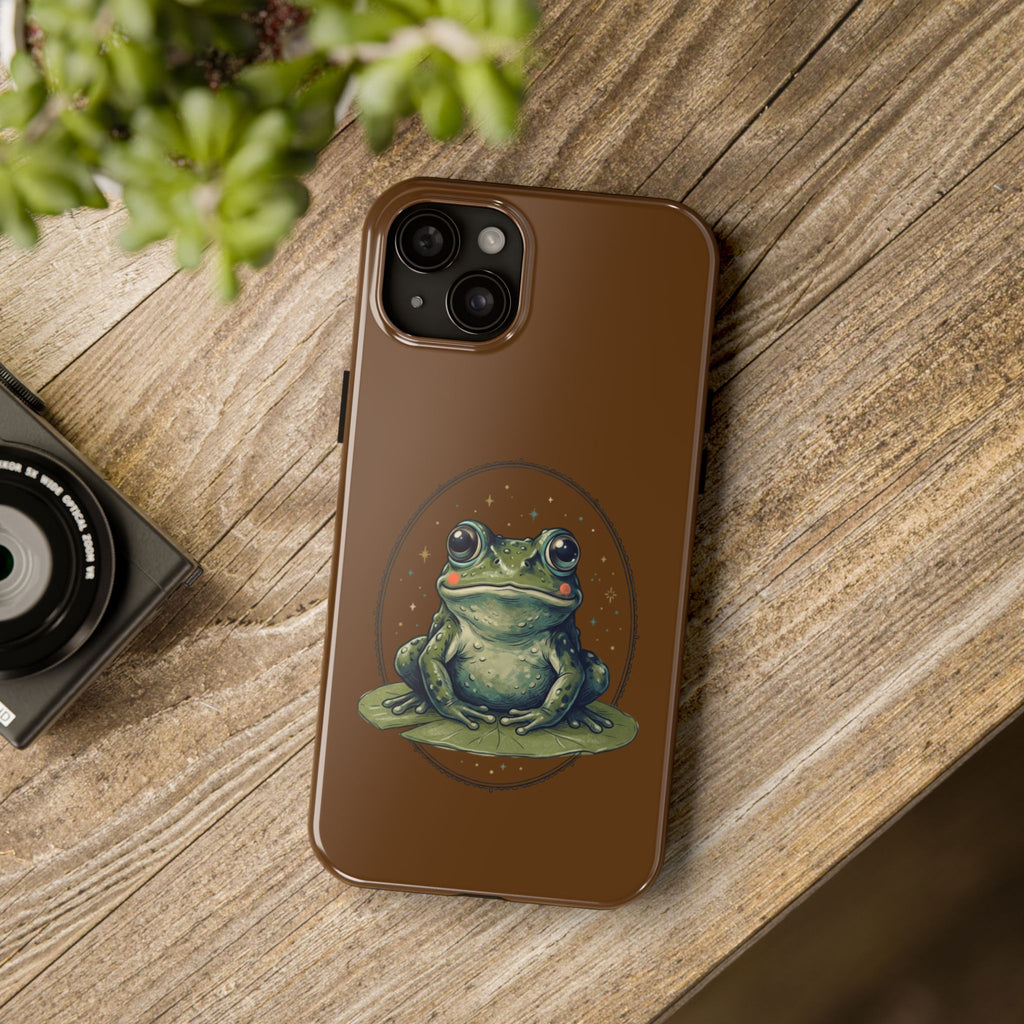 Brown Frog Tough Phone Case — Cute Realistic Frog Illustration Protective Phone Case
