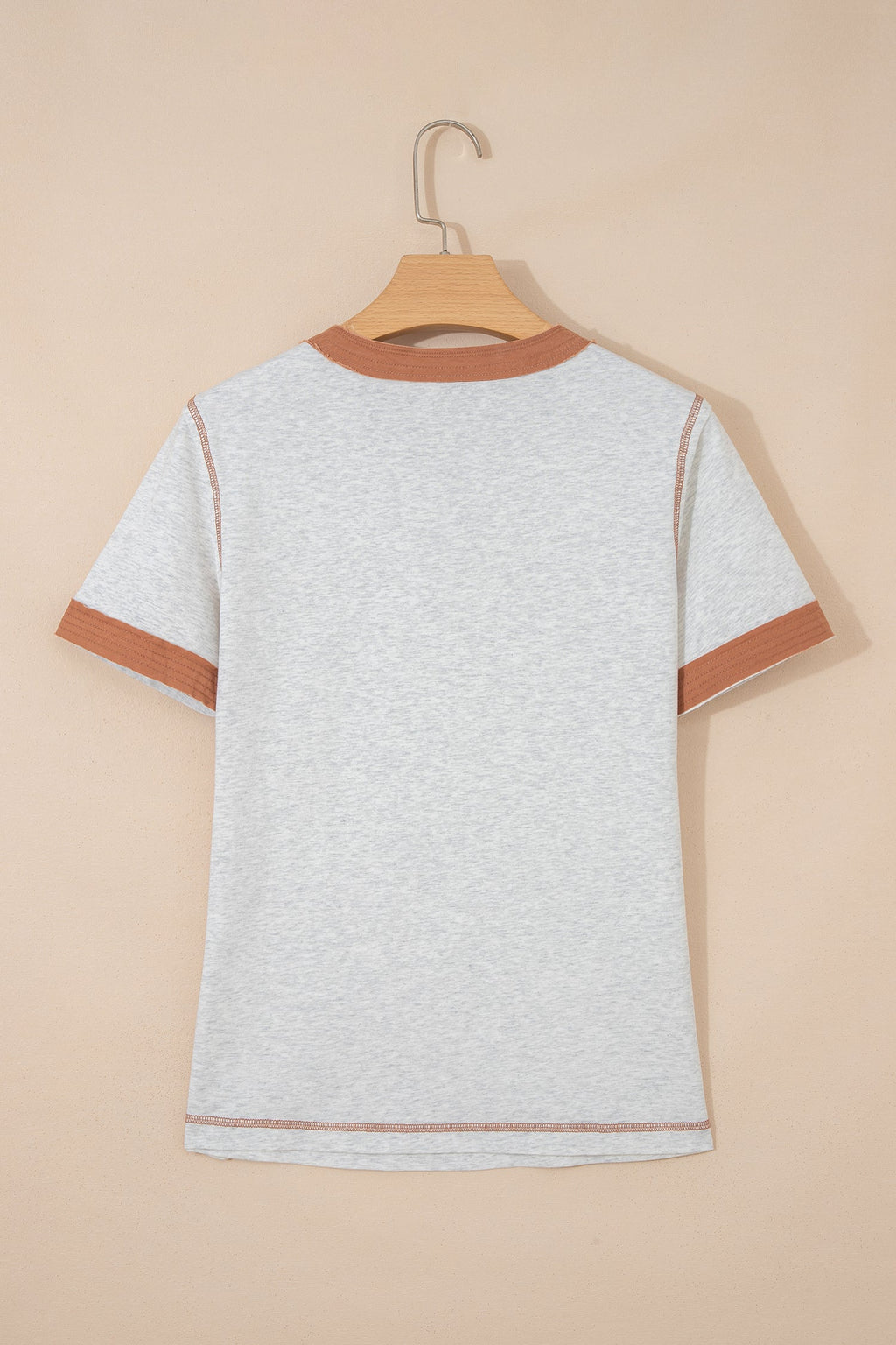 Colorblock Raw Seam Buttoned Henley Tee