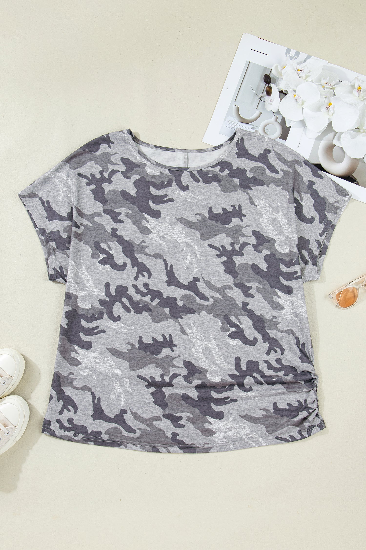 Plus Size Camo Short Sleeve T-Shirt