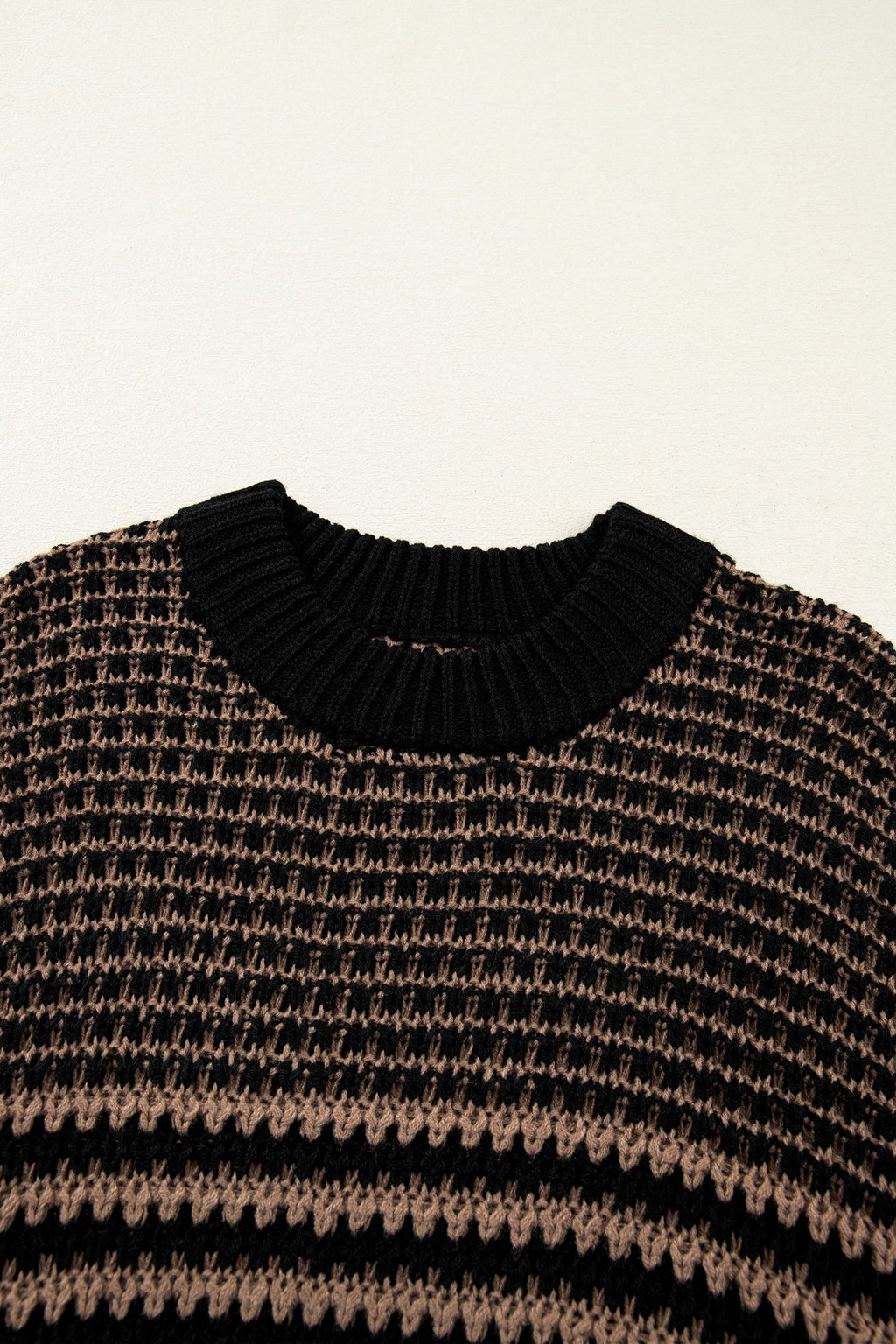 Stripe Draped 3/4 Sleeve Slouchy Sweater
