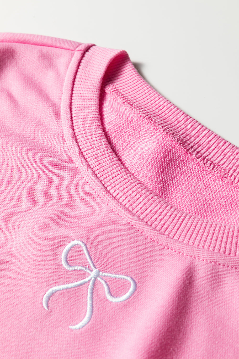 Bow Embroidered Pullover and Shorts Set