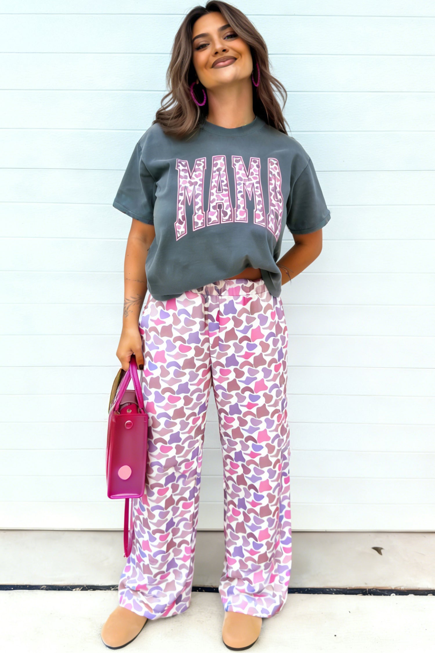 MAMA Camo Graphic Tee & Loose Pant Set