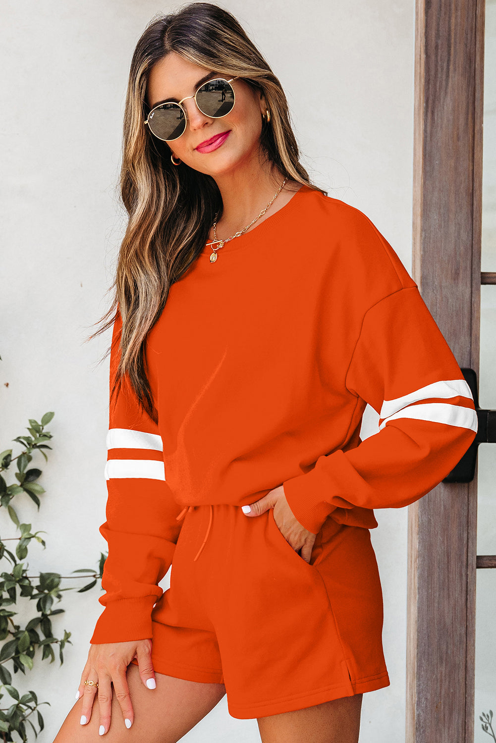 Varsity Stripe Sweatshirt and Short Set