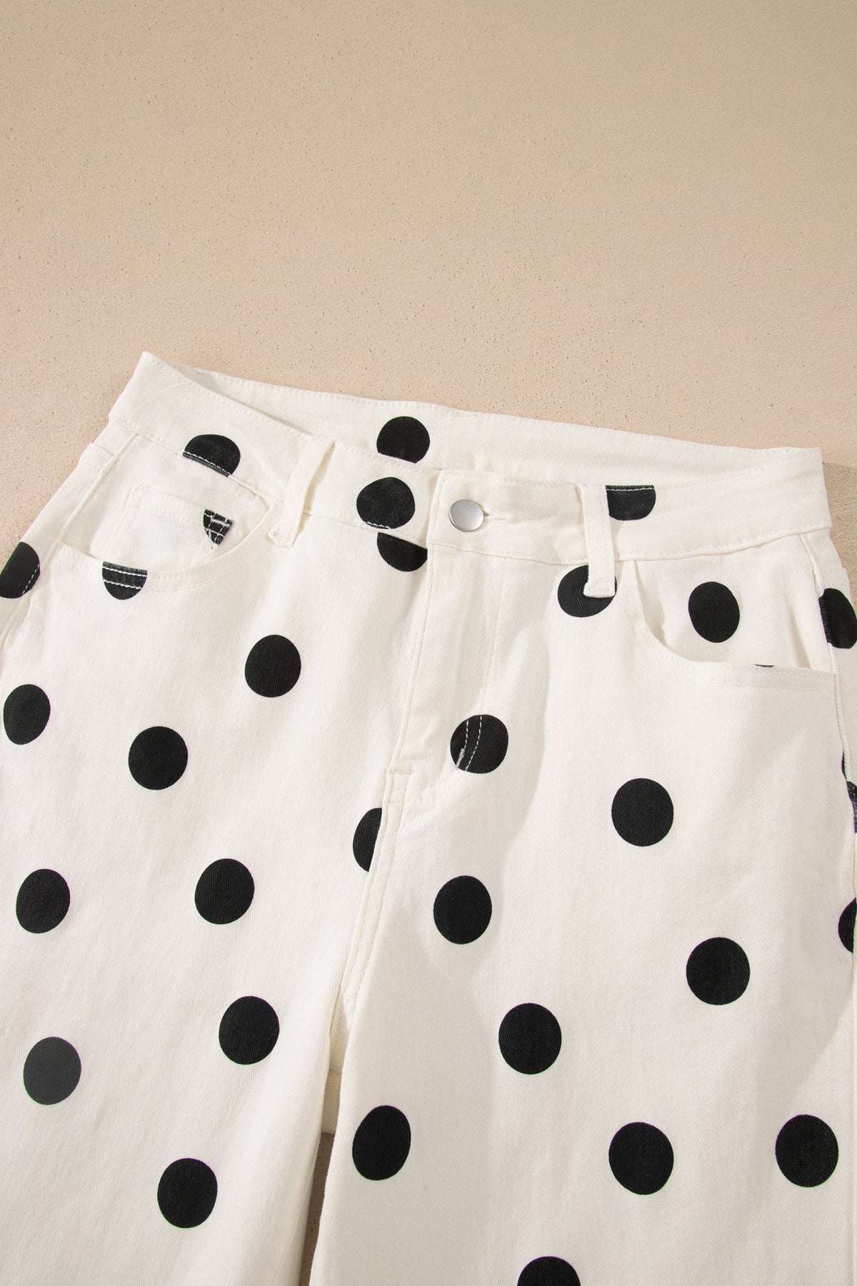 Polka Dot Wide Leg Ankle Length Jeans