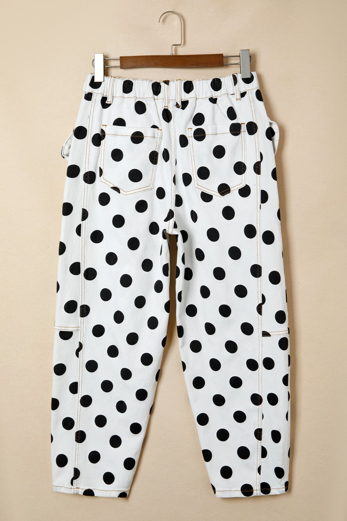 Polka Dot Denim Bow Pocket Barrel Leg Jeans