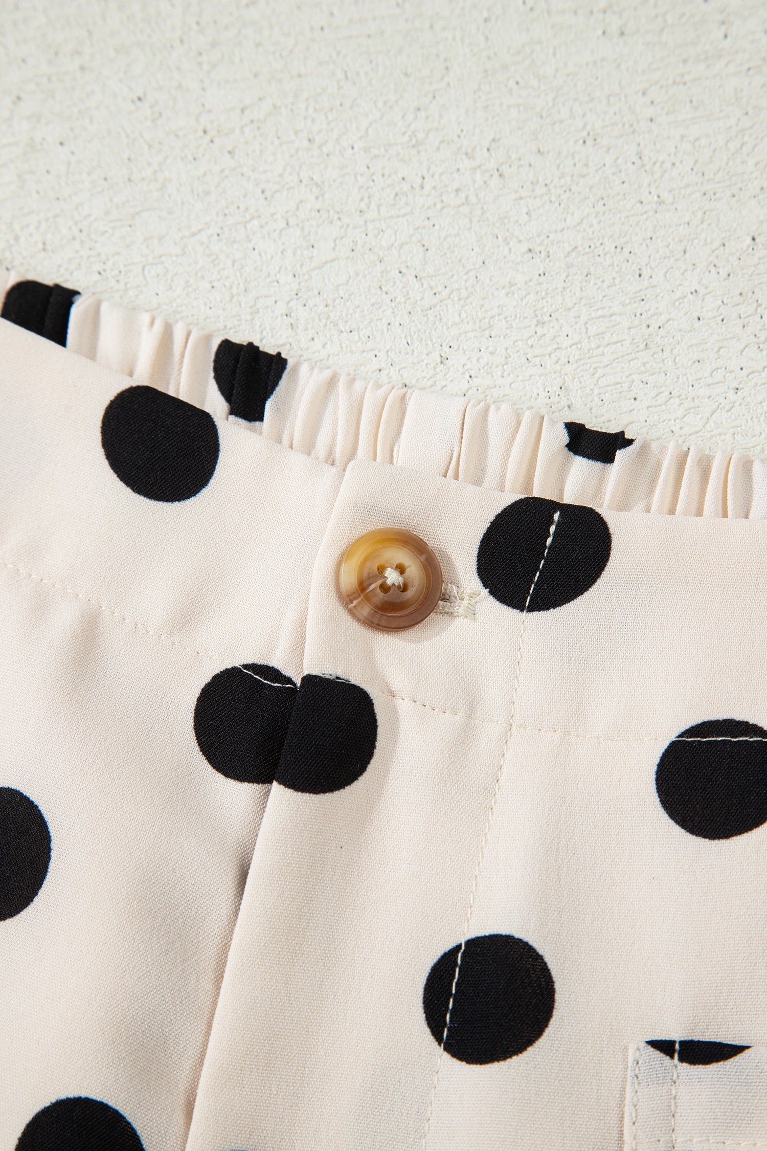 Polka Dot Patch Pocket Wide Leg Pants
