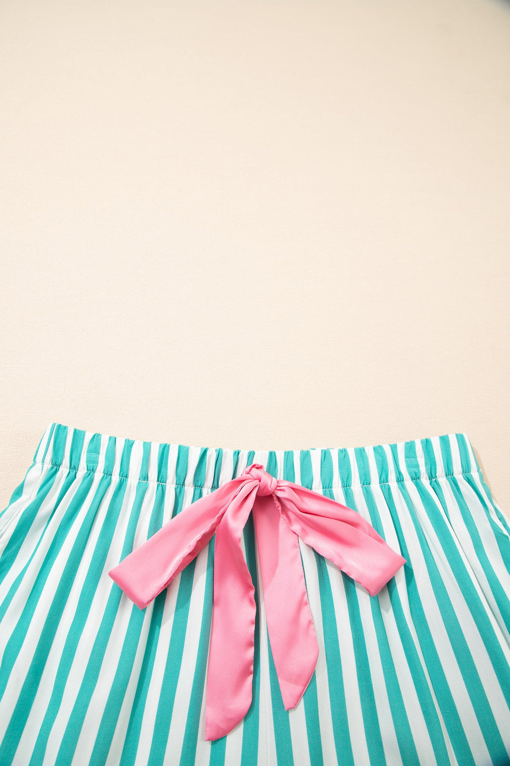 Stripe Ricrac Trim Shirt & Drawstring Shorts Set