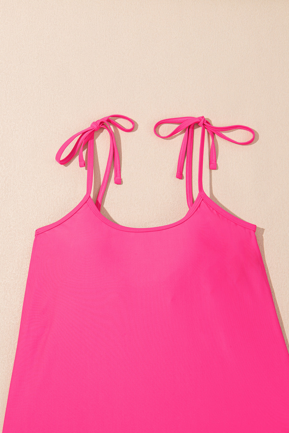 Solid Tie Strap Top & Floral Bottom Tankini Set