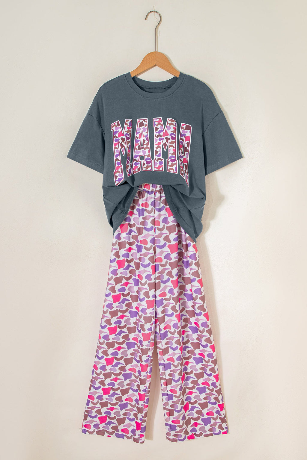 MAMA Camo Graphic Tee & Loose Pant Set