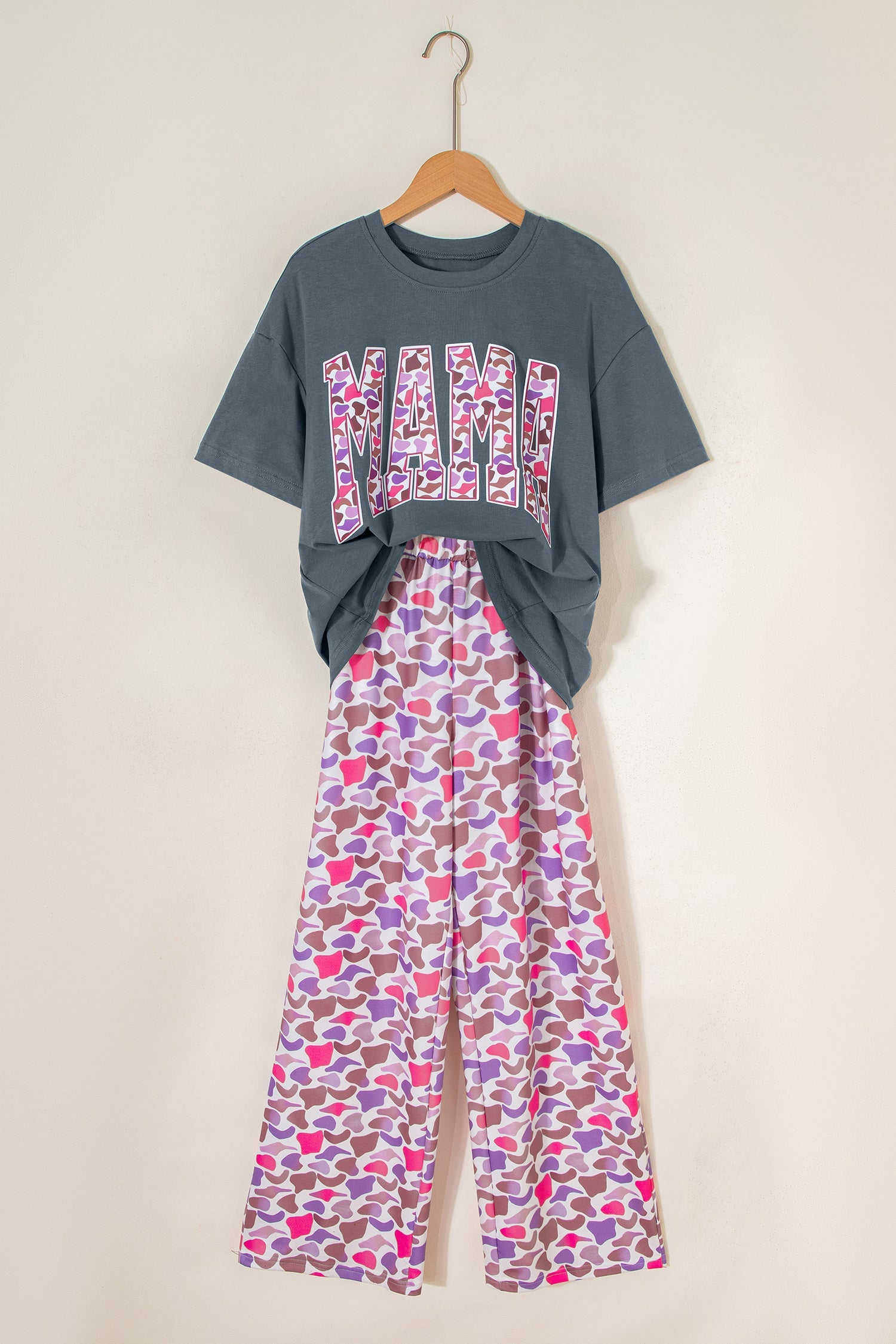 MAMA Camo Graphic Tee & Loose Pant Set