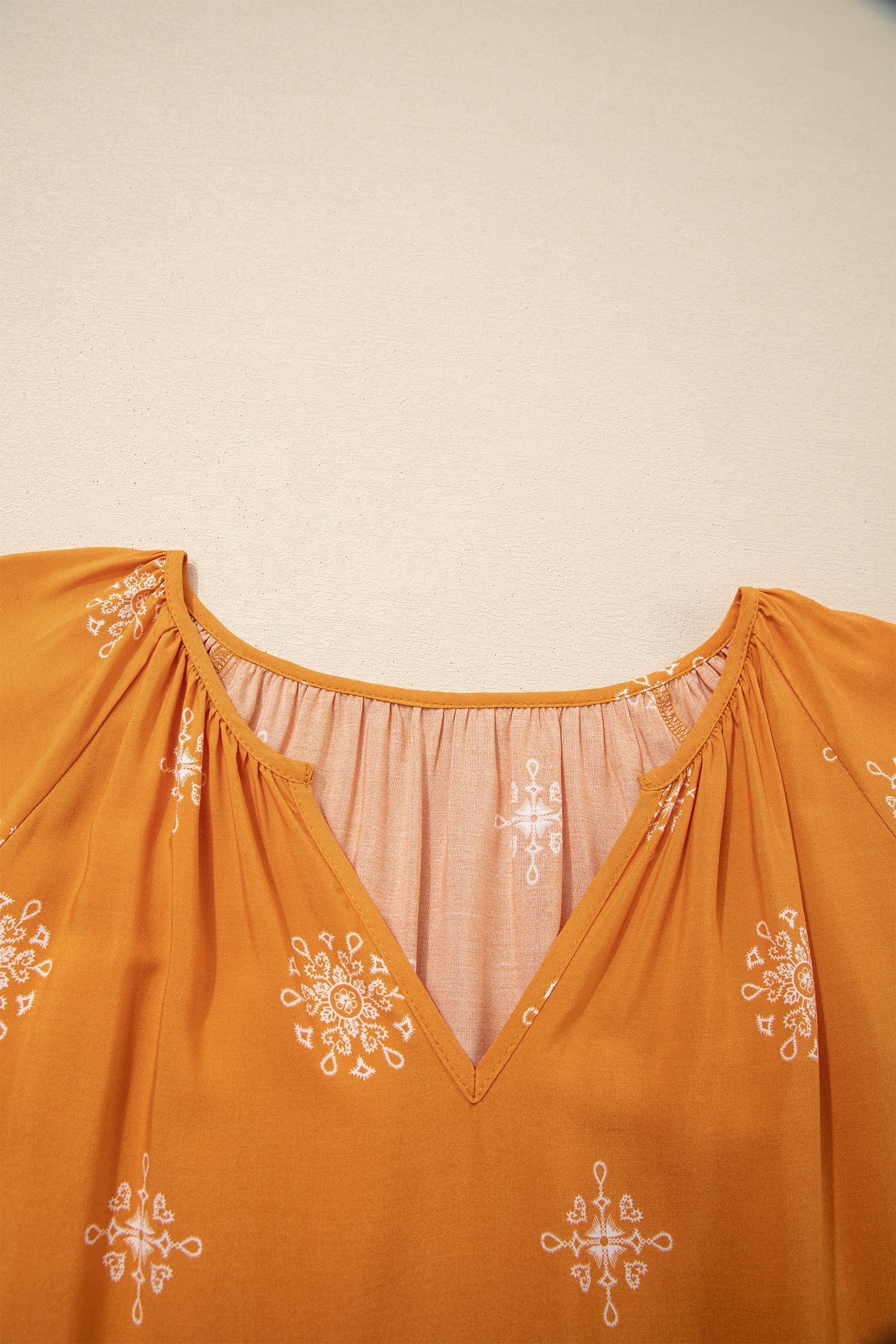 Plus Size Boho Floral Boho Notch V-Neck Top