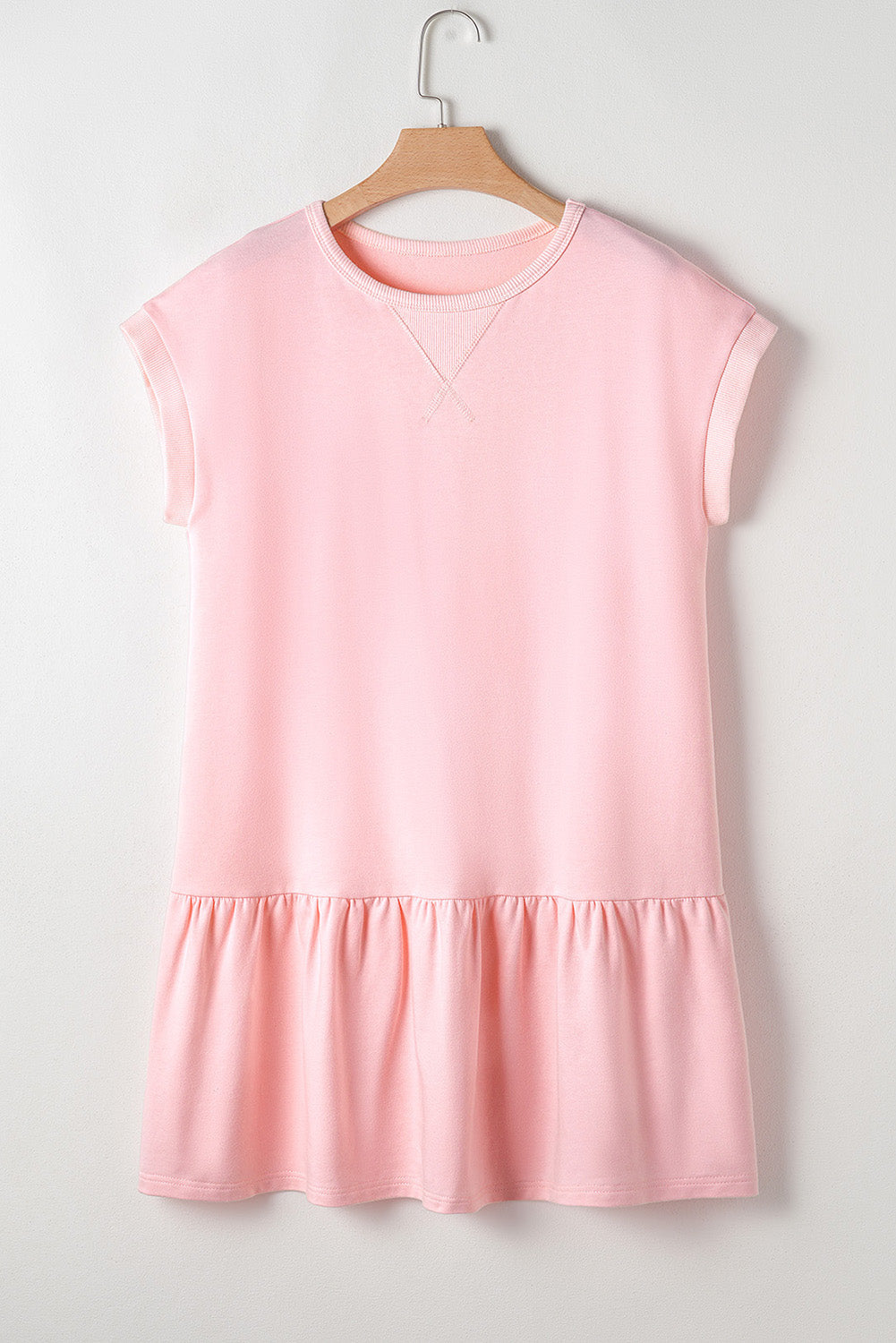 Solid Cap Sleeve Drop Waist T-Shirt Dress