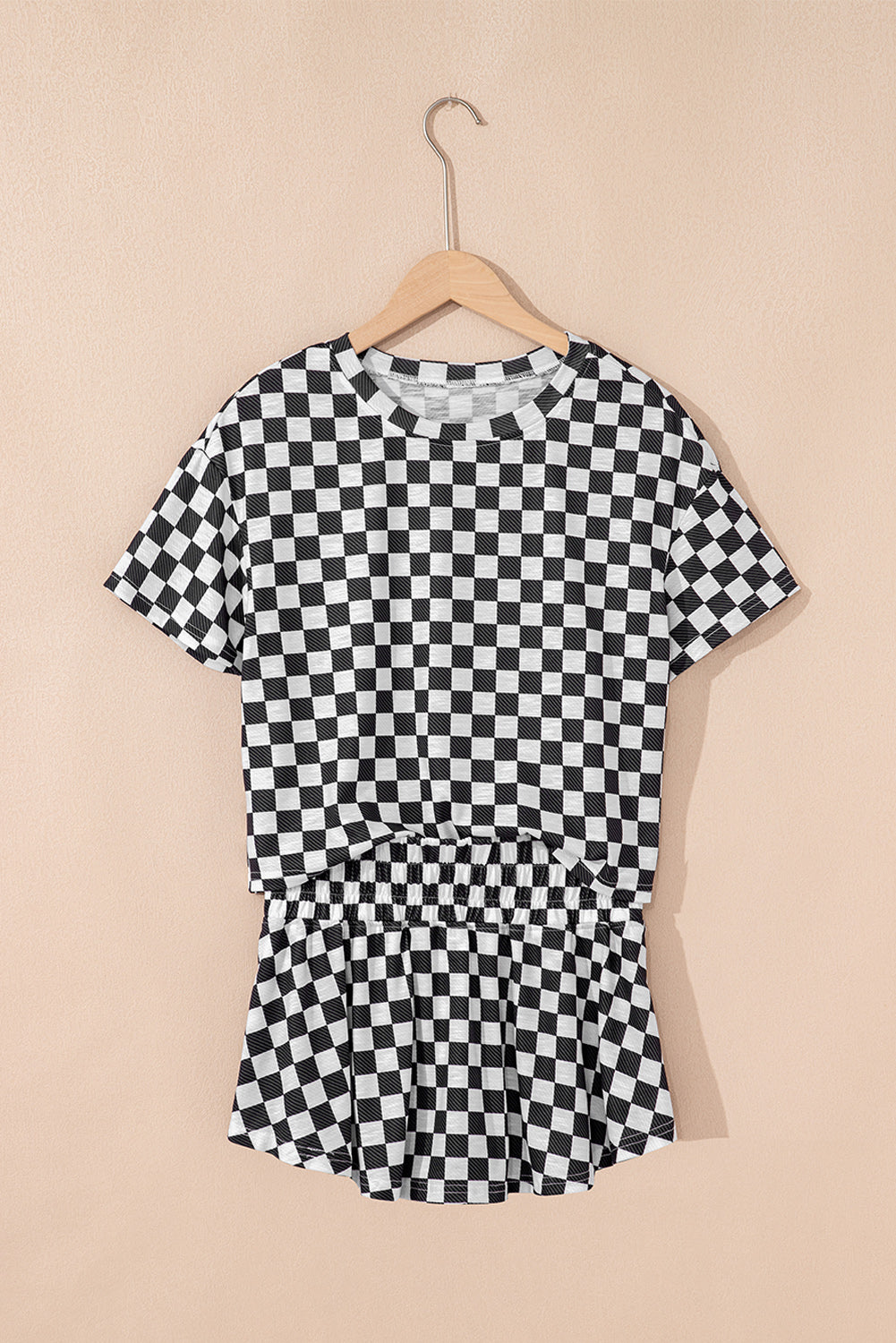 Checker T-Shirt & High Waist Skort Set
