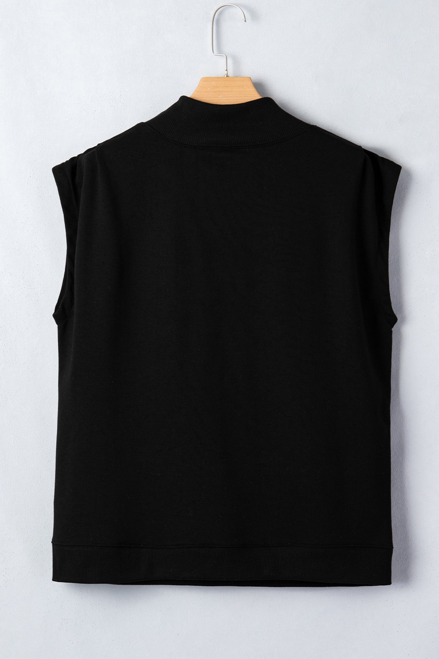 Solid Mock Neck Cap Sleeve Oversized Top