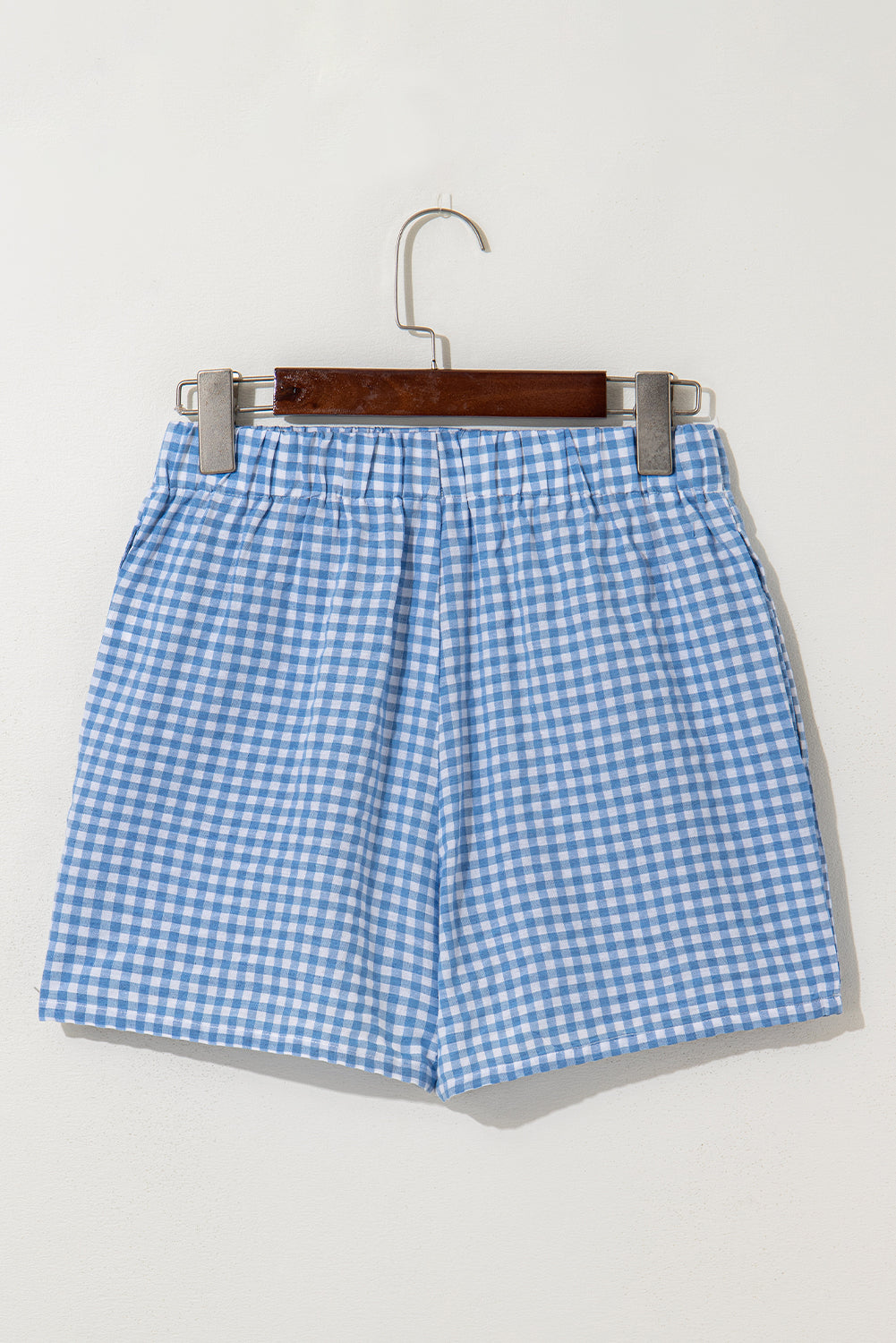 Gingham Plaid High Elastic Waist Shorts