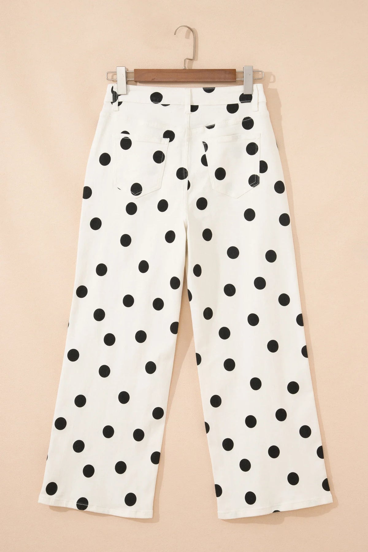 Polka Dot Wide Leg Ankle Length Jeans