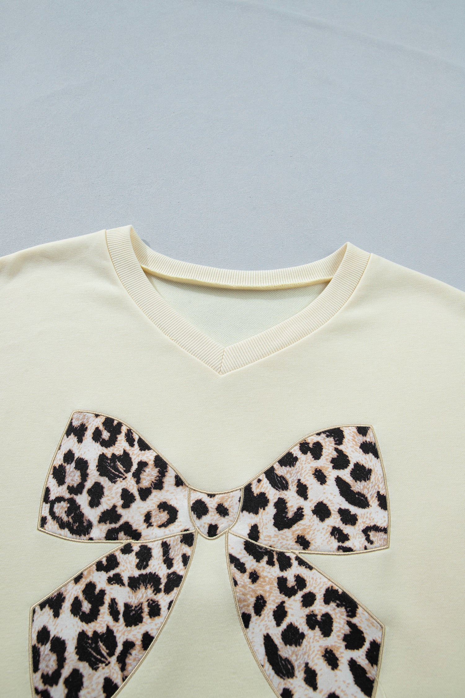 Leopard Bow Patch Tee & Drawstring Shorts Set