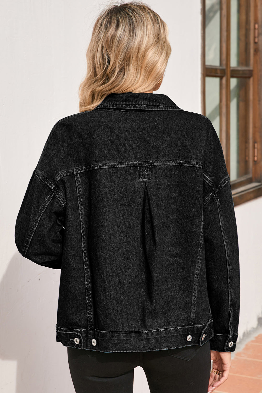 Stripe Denim Chest Pocket Oversize Jacket