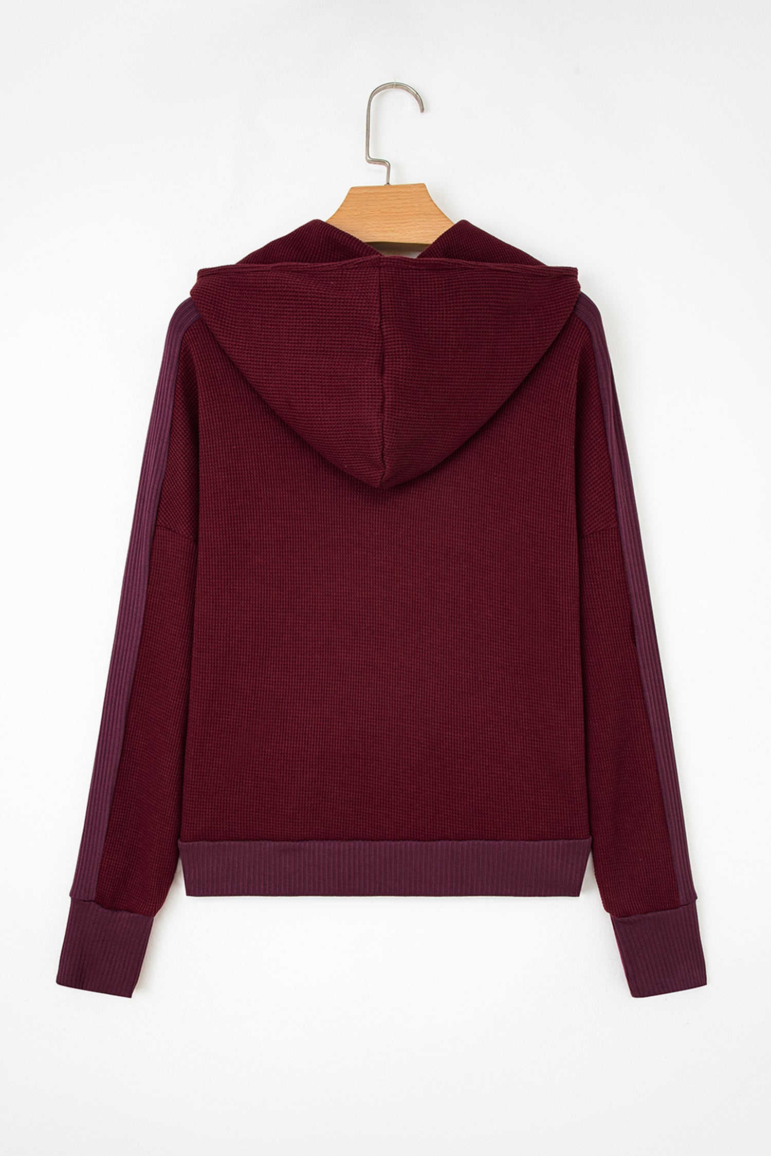 Waffle Zip Up Snap Button Hooded Jacket