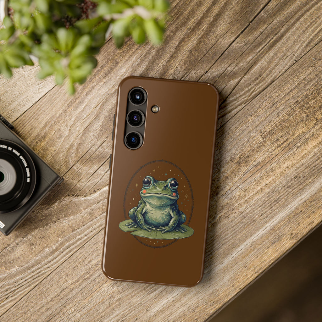Brown Frog Tough Phone Case — Cute Realistic Frog Illustration Protective Phone Case