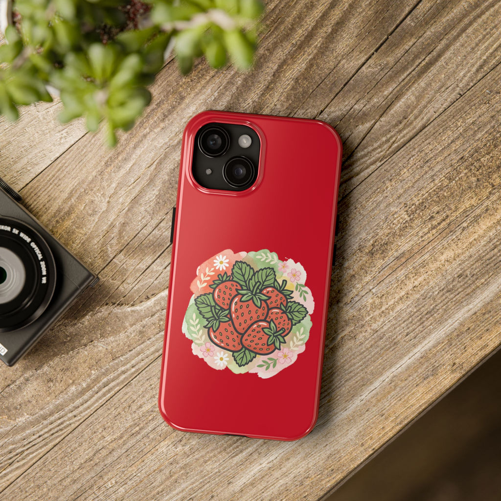 Strawberry Bouquet Tough Phone Case — Red Protective Floral iPhone Cover