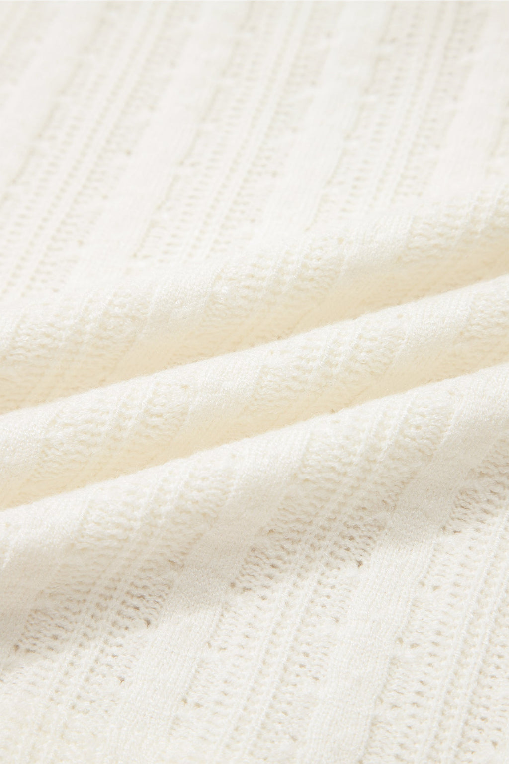Solid Textured Knit V-Neck Henley Tee