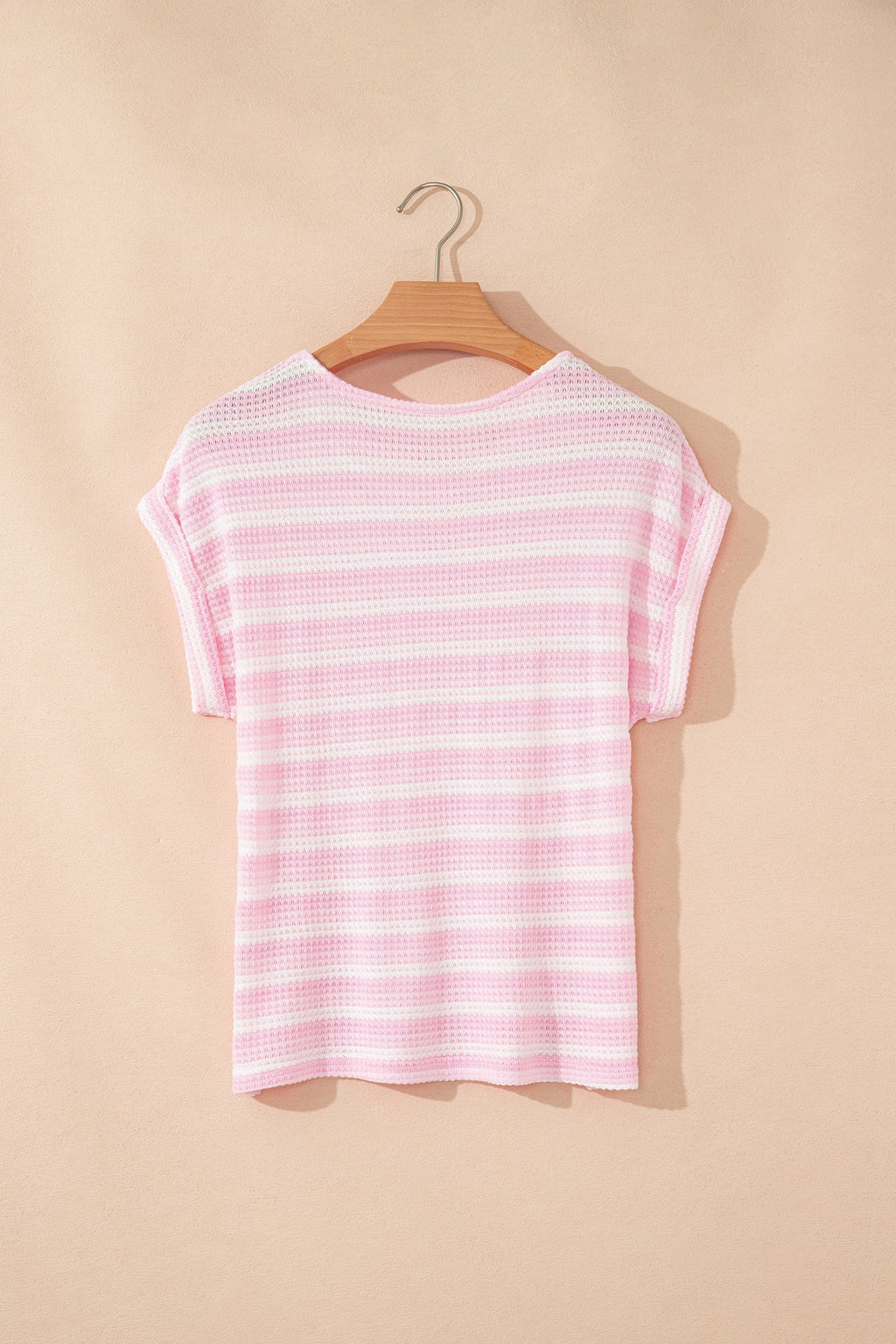 Stripe Waffle Knit Short Sleeve T-Shirt